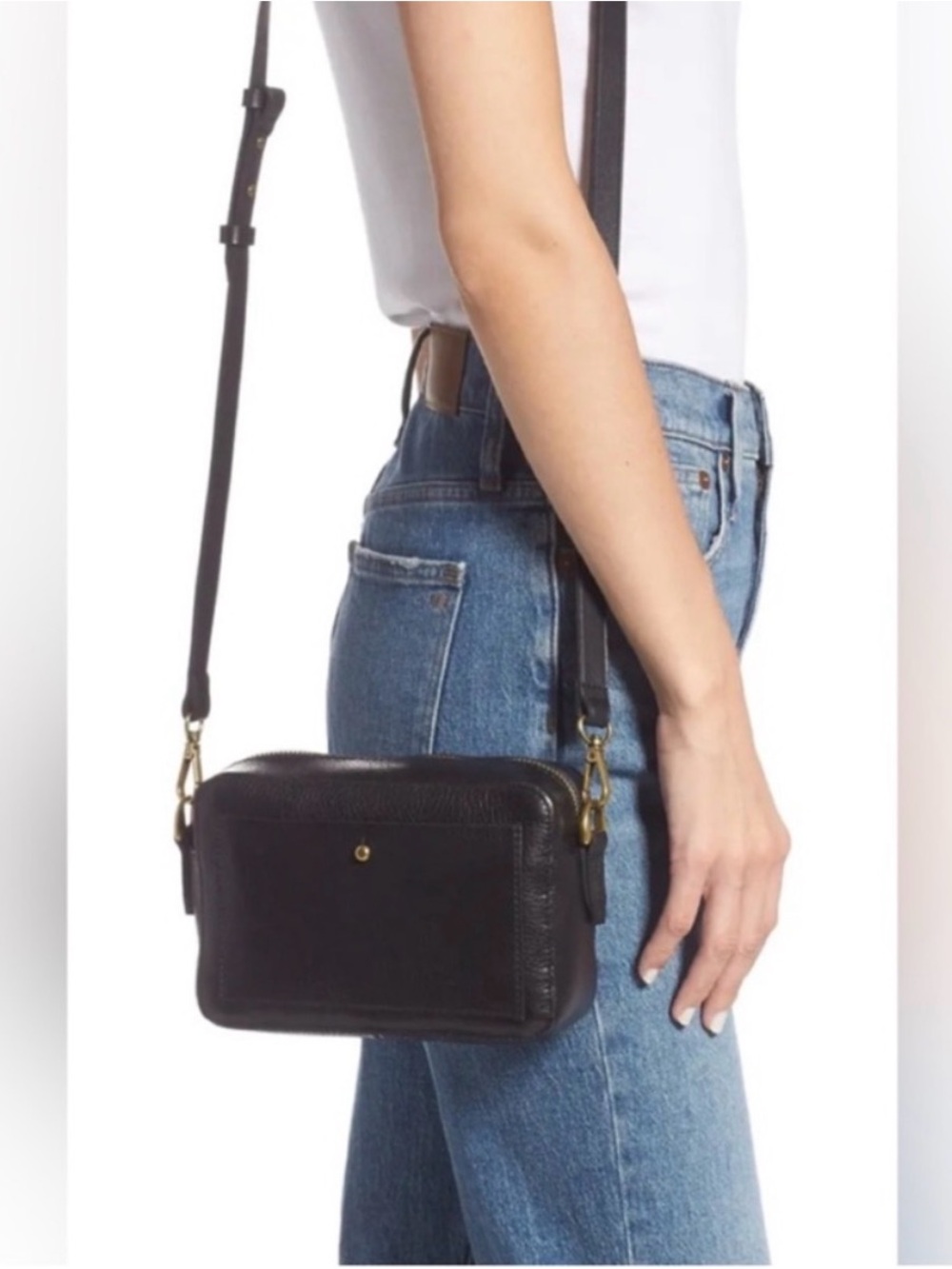 Madewell Black Pebbled Leather Crossbody Camera Bag